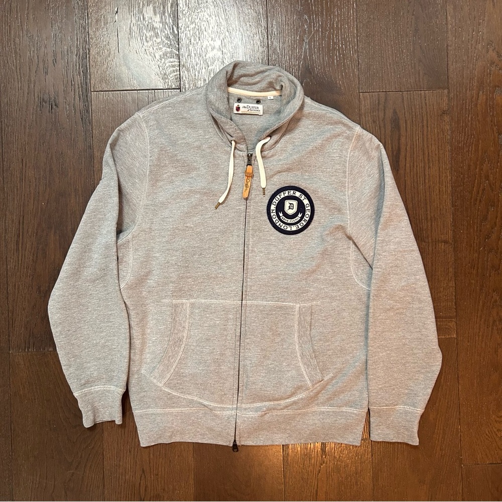 The DUFFER of St. GEORGE Sweater Grey Zip Up Size Large